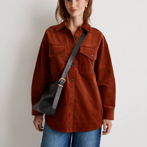 Madewell Tops - Madewell XL Corduroy Twill Oversized Shirt-Jacket in Stained Mahogany
